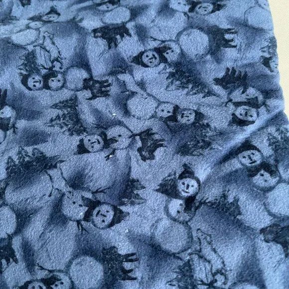 Handmade Christmas Stockings Set Of 2 Blue & Green With Snowman & Cat Prints Sof - Picture 4 of 5